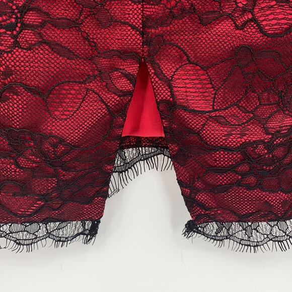 Bebe Red Black Lace Overlay Bodycon Dress Size XS - Picture 12 of 16